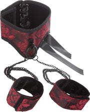 Scandal Set Posture Collar with Cuffs - zwart