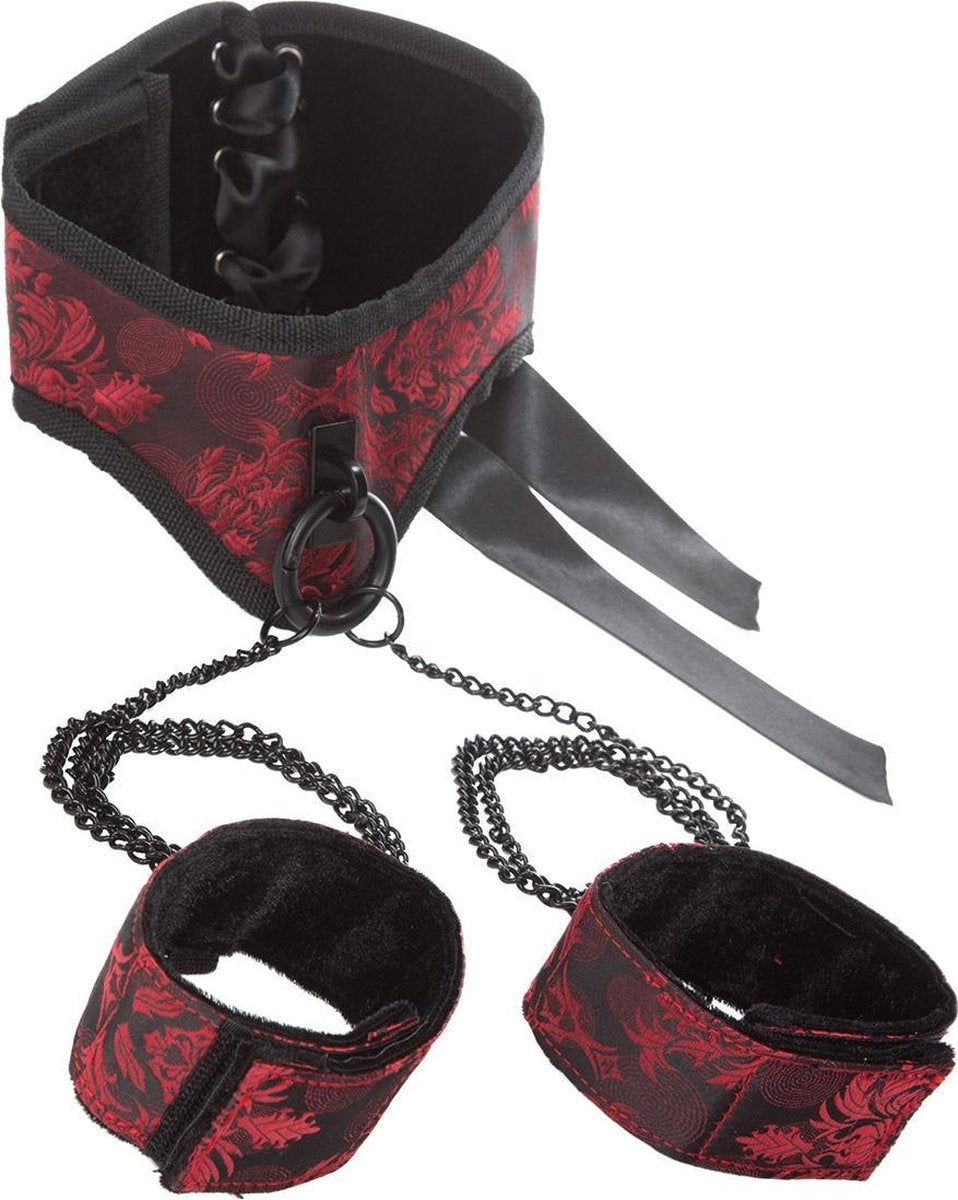 Scandal Set Posture Collar with Cuffs - zwart
