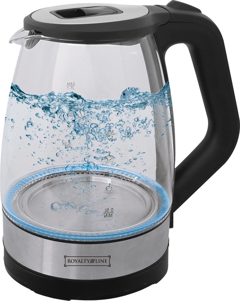 Royalty line Elektrische Glazen Waterkoker met led Blauw