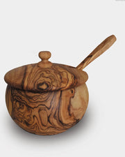 Olivieu ~ Houten / Olijfhouten Suikerpot ~ 10 cm ~ Origineel Cadeau ~ Tafelen Kerst ~ Unieke Gift