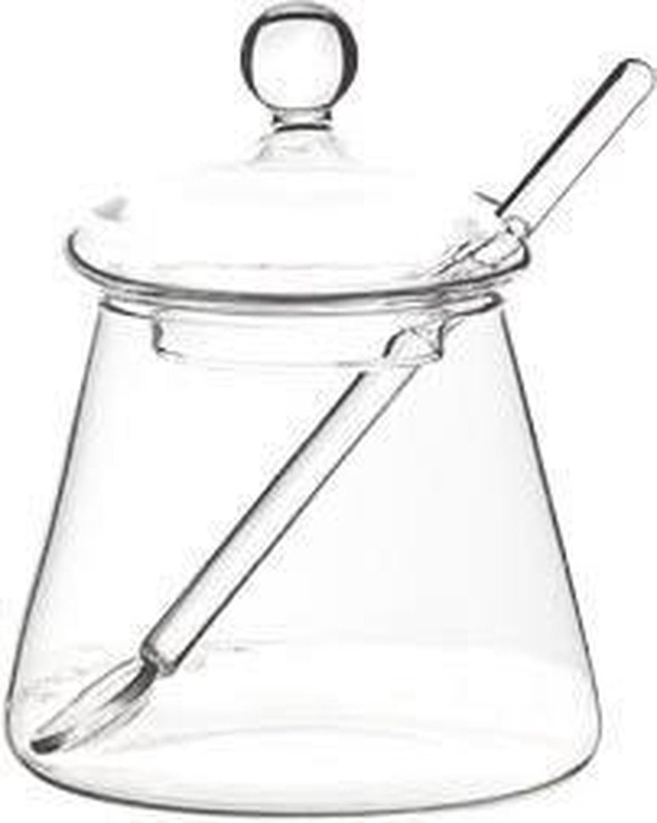 Potje Met Lepel Glas D5.5xh10cm