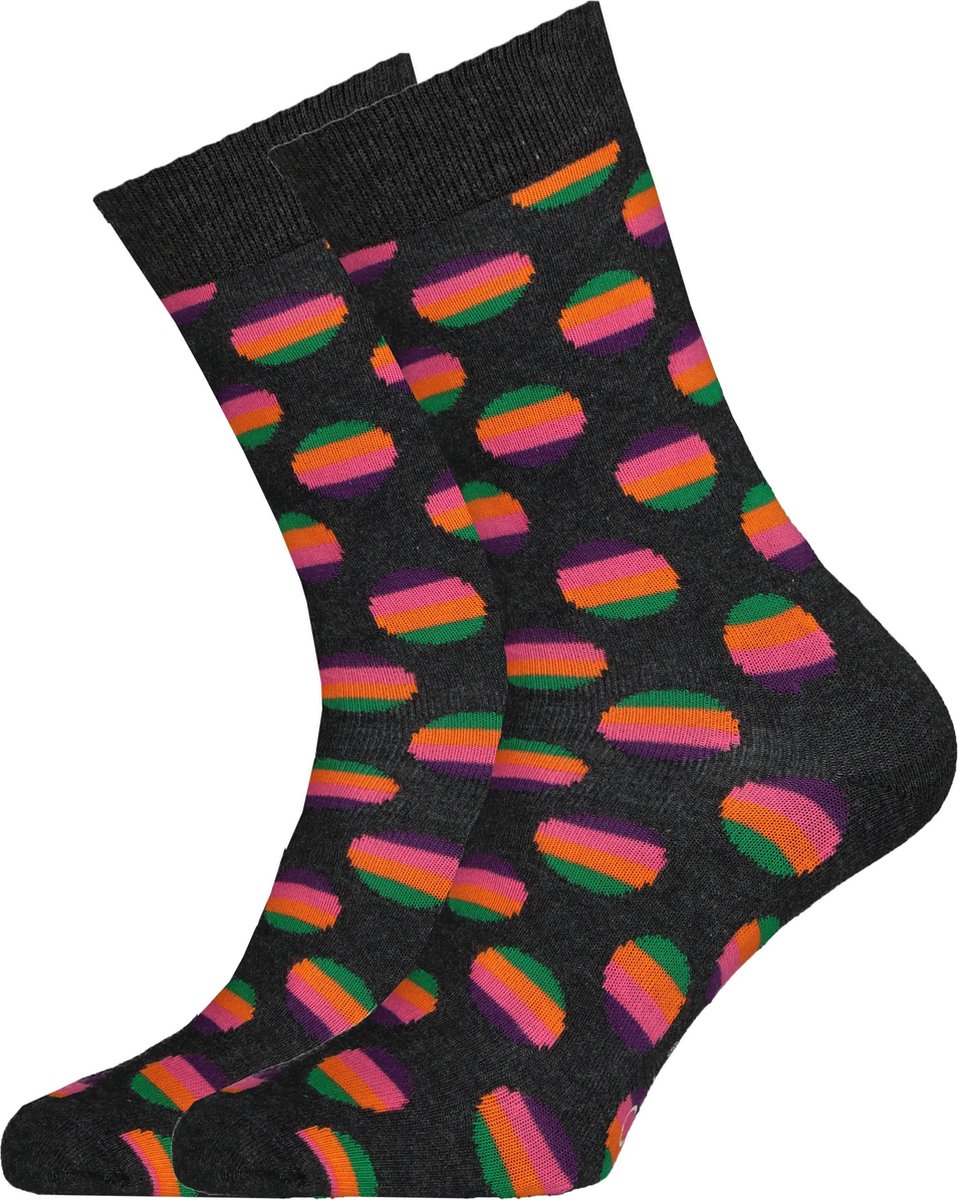 Happy Socks Sunrise Dot Sock antraciet - Unisex - Maat: 36-40