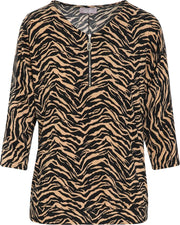 Cassis - T-shirt met zebramotief - Caramel