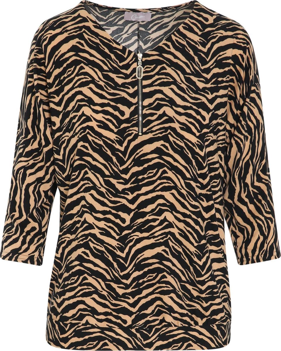 Cassis - T-shirt met zebramotief - Caramel
