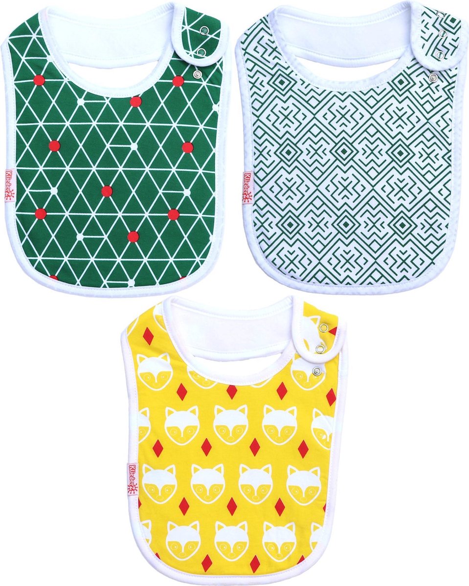 KliederZ baby slabbetjes jongen | 3 eetslabben | t/m 3 jr | hippe slabbers FB02b