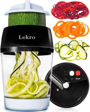 Lekro Spiraalsnijder + E-book met Recepten - Groentesnijder - Spiralizer - 3 standen - Opvangbak - Zwart/Wit