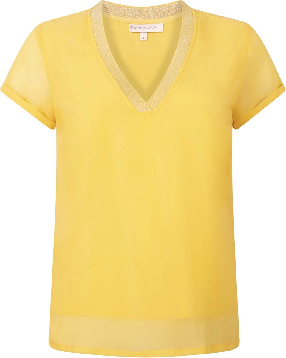 Tramontana | Chiffon V-hals Top | Cream | Maat M