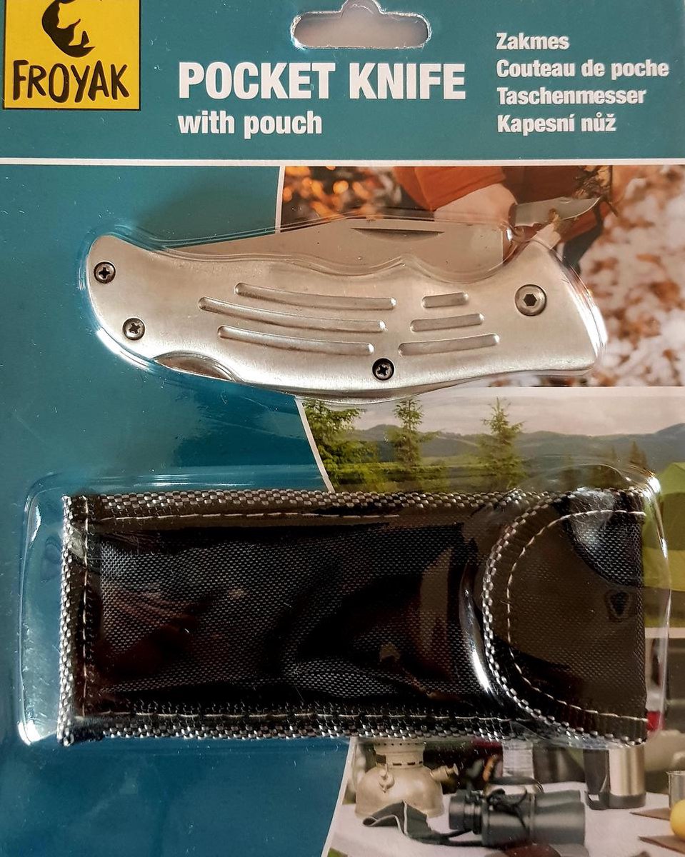 Froyak Zakmes met etui RVS  Met mes vergrendeling