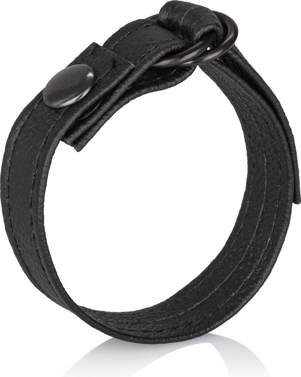 California Exotic Novelties The Leather Cinch - Cockring - Zwart - Leer - Ø 10 mm