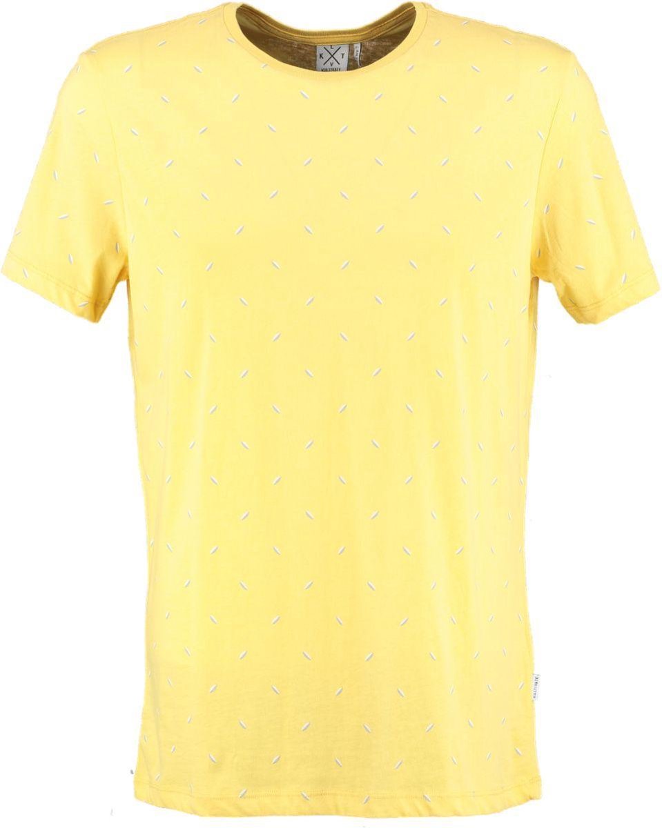 Kultivate geel t-shirt met motief - Maat S