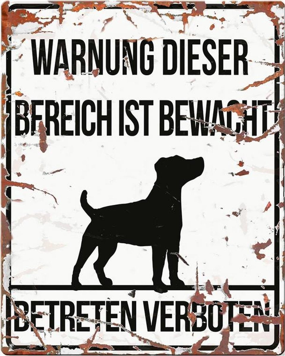D&D Waakbord / Warning sign square jack russel de Wit 20x25cm