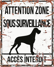 D&D Waakbord / Warning sign square danish dog f Wit 20x25cm