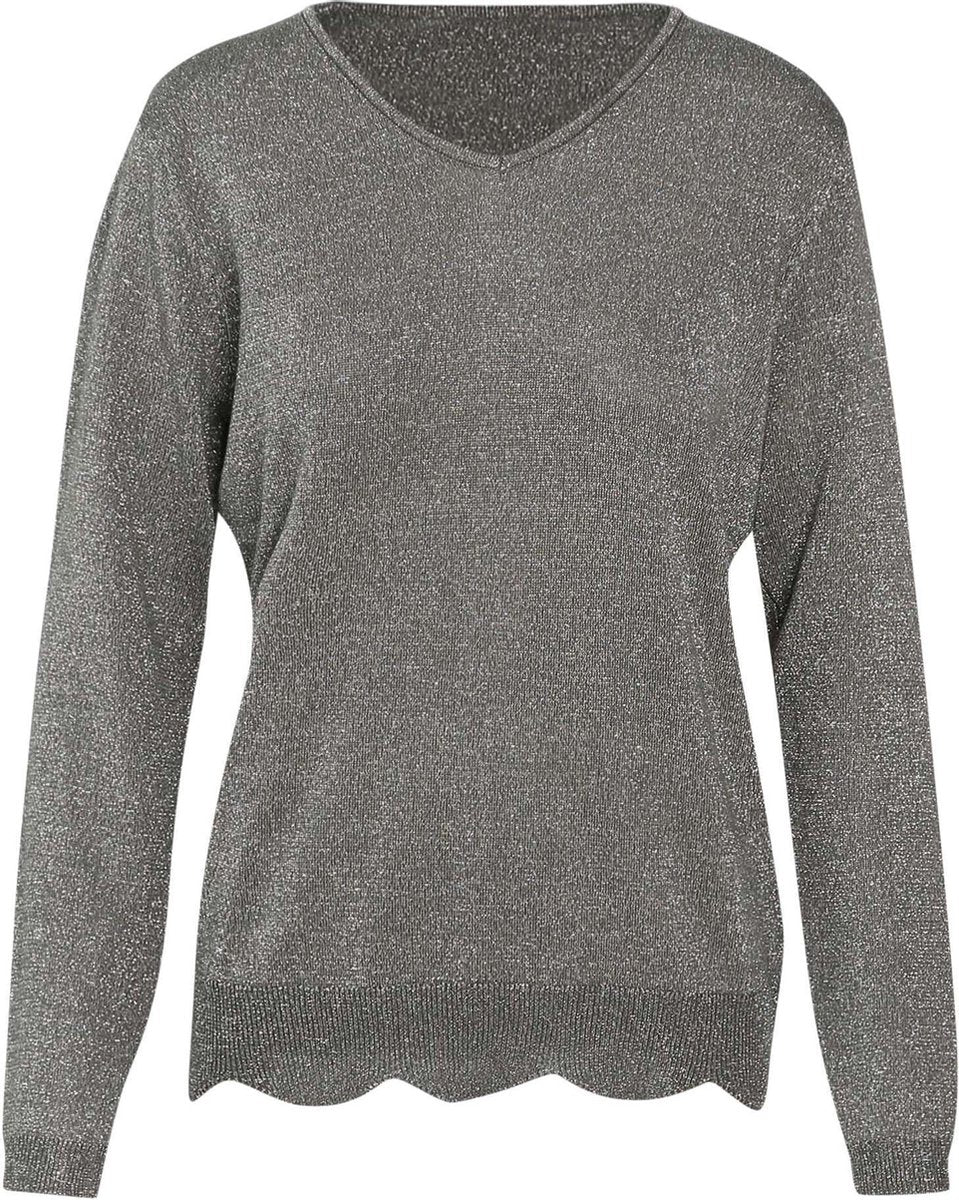 Cassis - Truitje met lurex en geschulpte boord - Kaki
