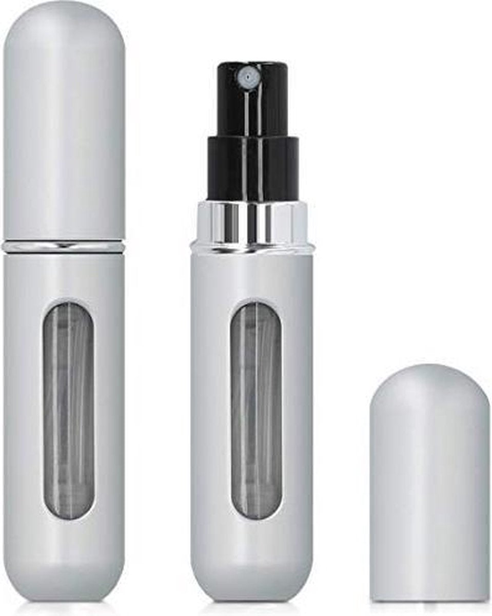 Parfum verstuiver 2x grijs | Navulbaar 5 ml / Meeneem Parfum Flesje | Handig voor in de tas | Hervulbaar | Klein formaat | Makkelijk te gebruiken