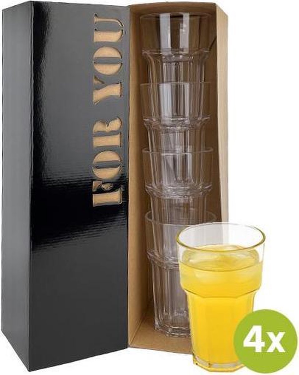 4x Multiglass New Delhi 28cl cadeauset | Onbreekbare kunststof / plastic drinkglazen