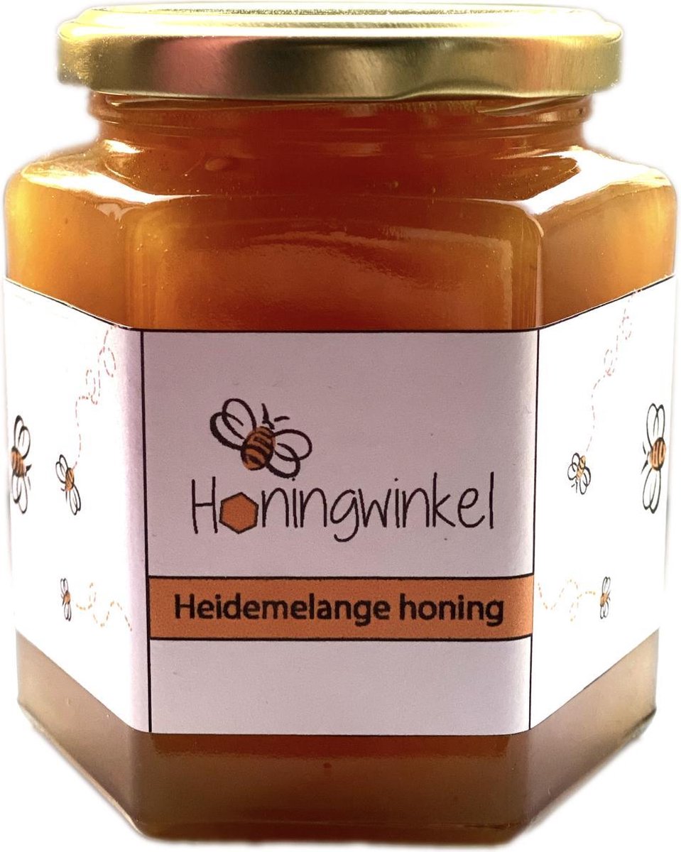 Nederlandse Heidemelange honing - 500g - Honingwinkel - Honing vloeibaar
