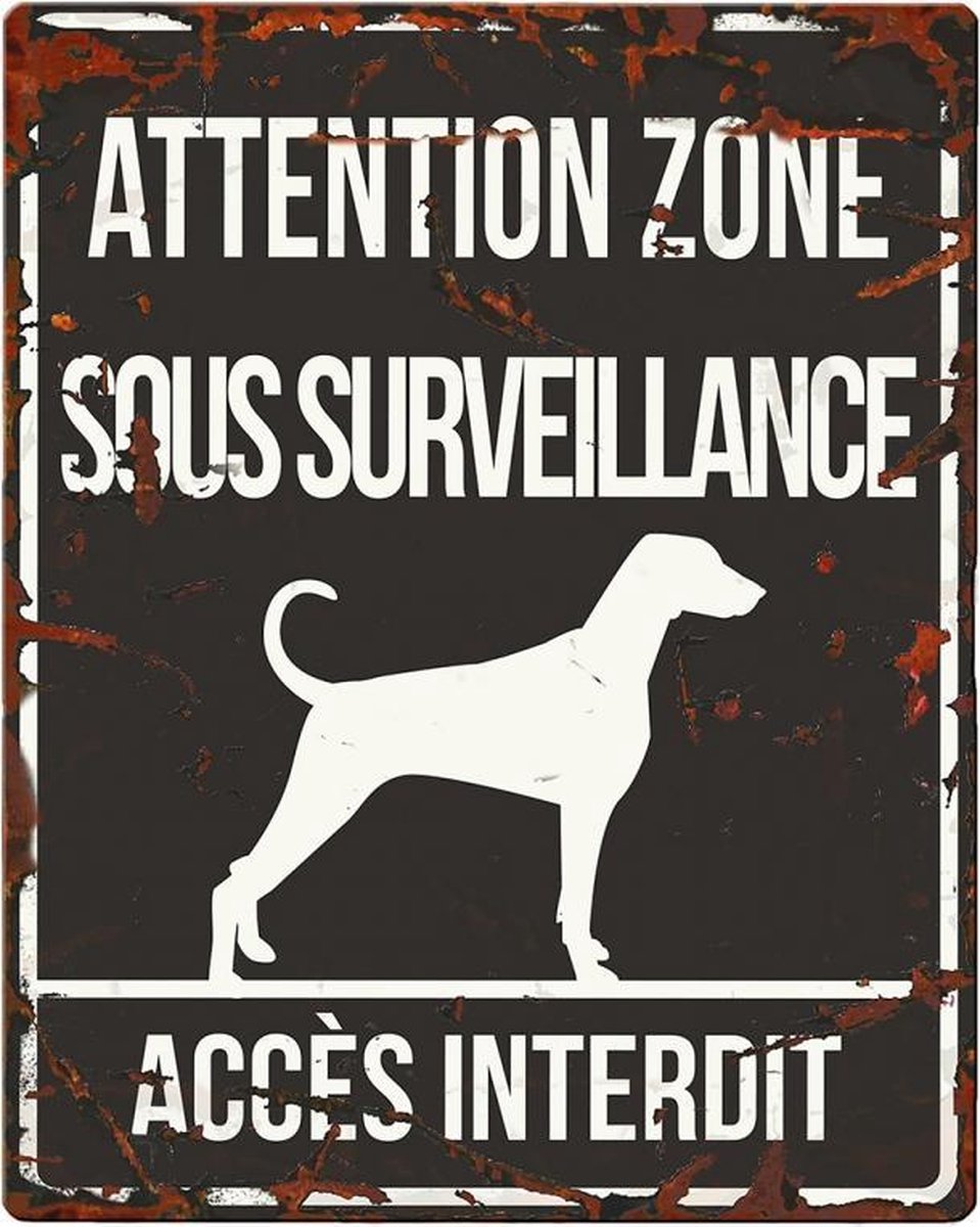 D&D Waakbord / Warning sign square dalmatian f Zwart 20x25cm
