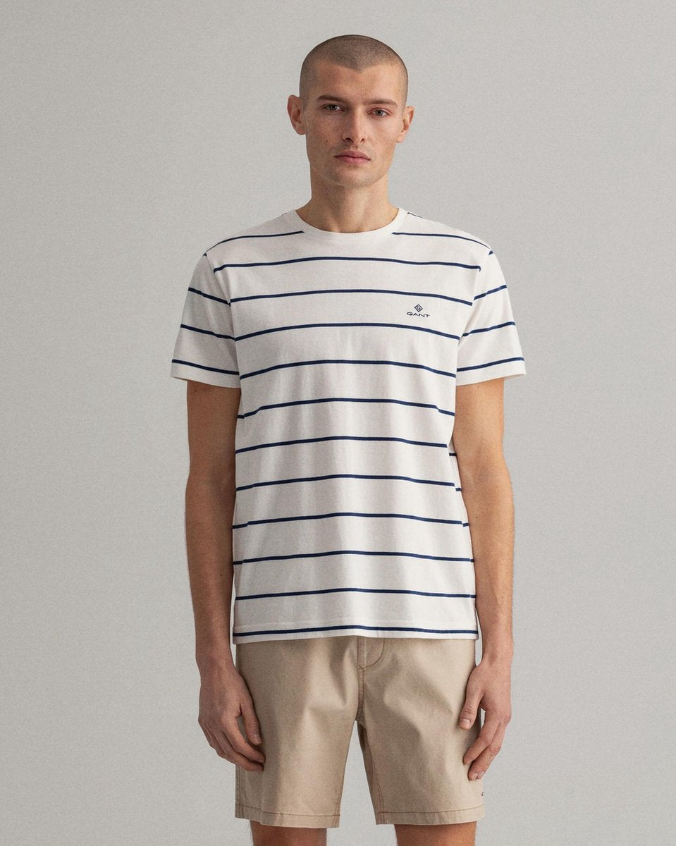 Gant T-shirt streep Ecru  heren maat S