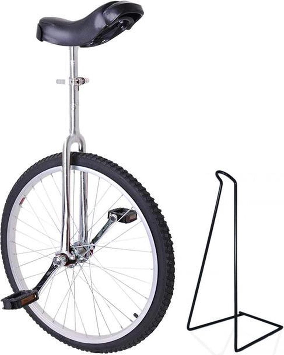 Funsport 24" Verstelbare Eenwieler + Standaard (chrome)