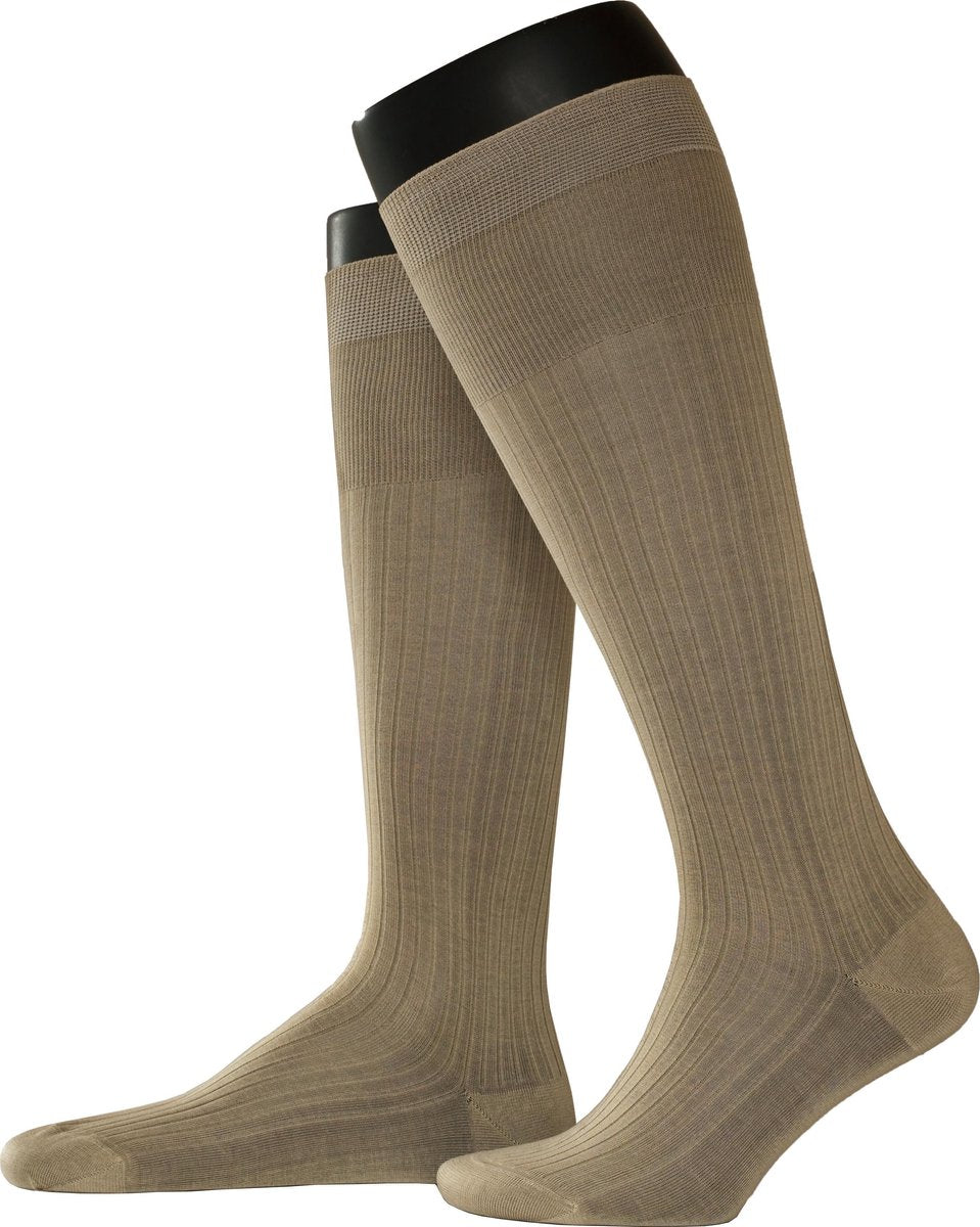 Donker beige herensokken kniekous