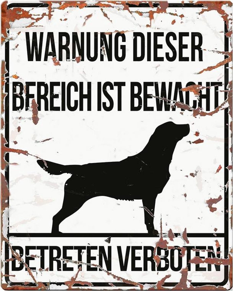 D&D Waakbord / Warning sign square retriever de Wit 20x25cm