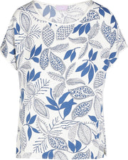 Cassis - Blouse met bladprint - Ecru