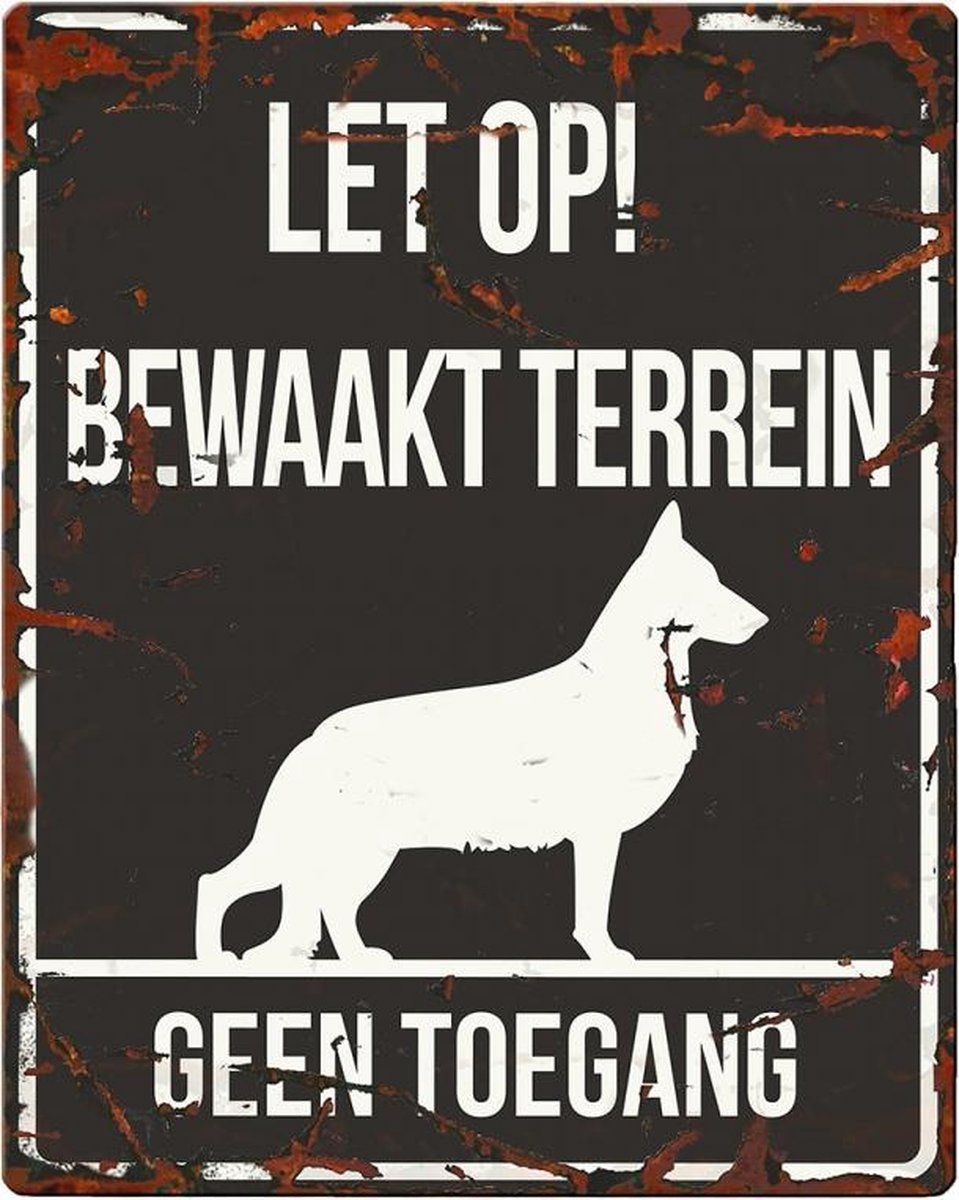 D&D Waakbord / Warning sign square german s. n Zwart 20x25cm