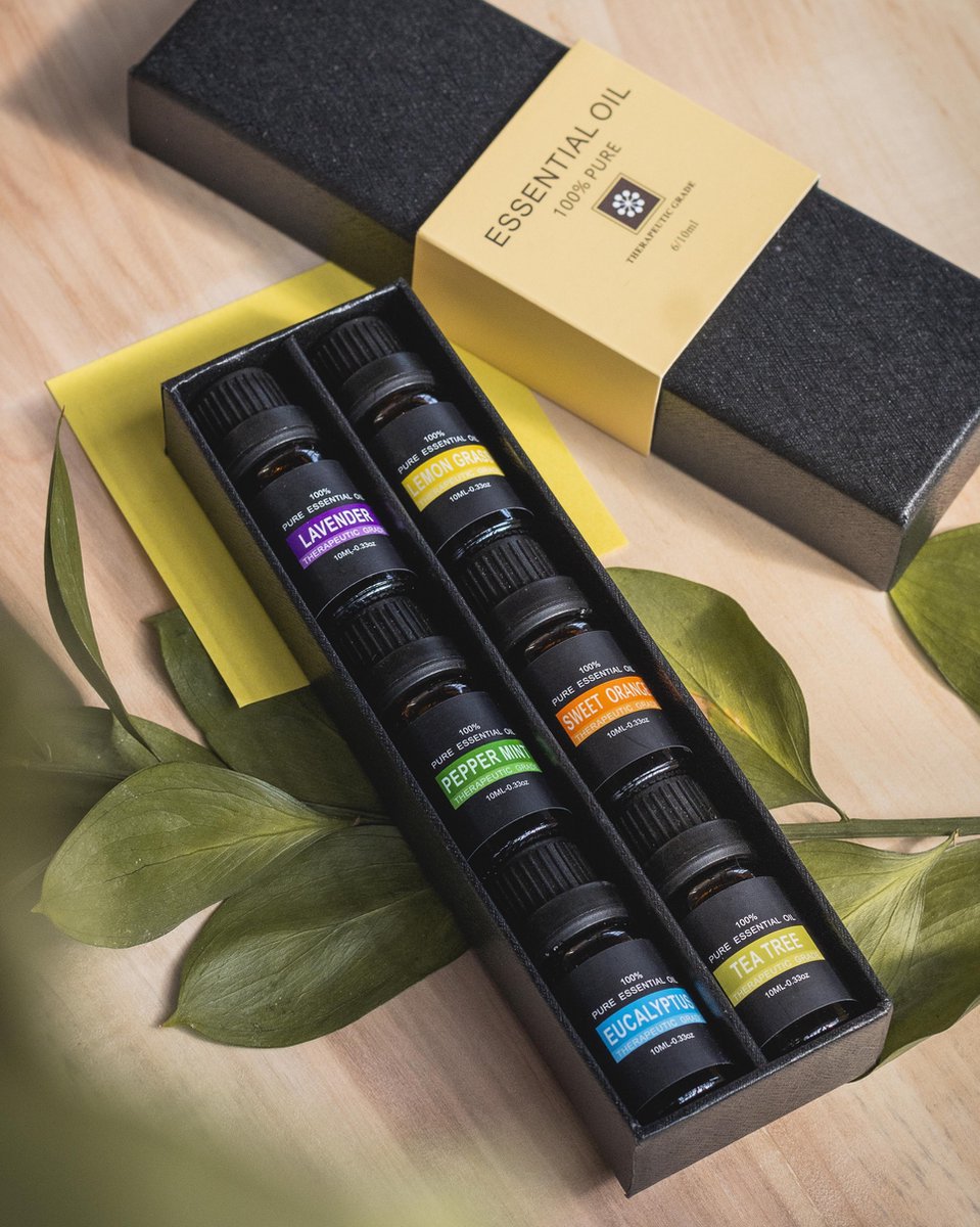 JAP Etherische Oliën - Essentiele olie aroma diffuser - Giftbox set 6 stuks