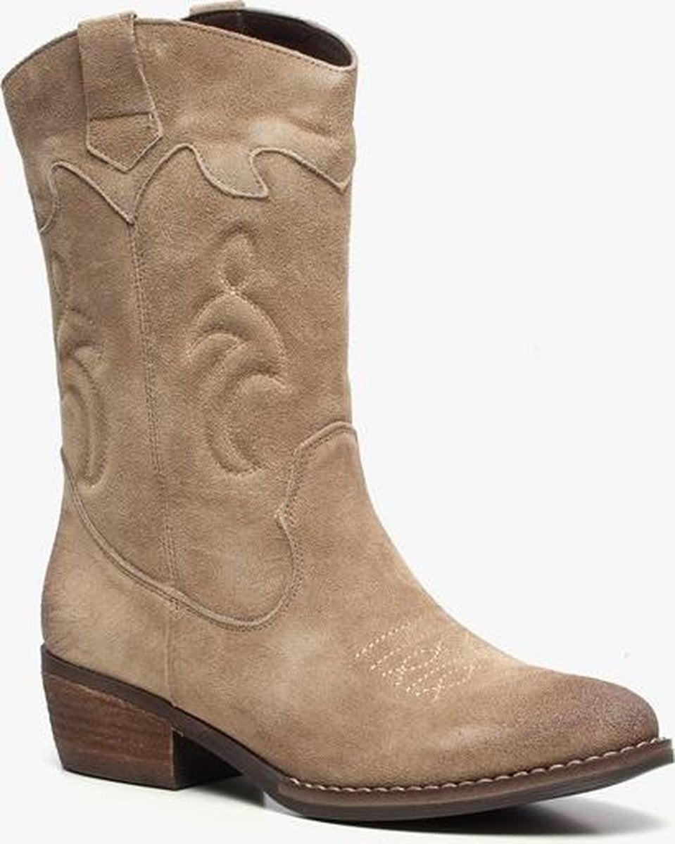 TwoDay suede dames cowboy western laarzen - Beige - Maat 41