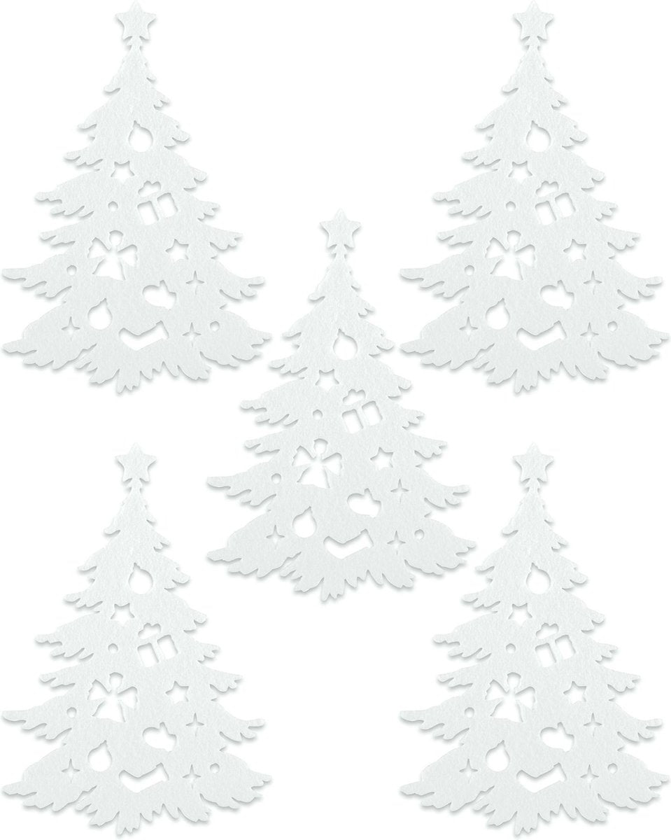 5 witte kerstdecoraties - Feestdecoratievoorwerp