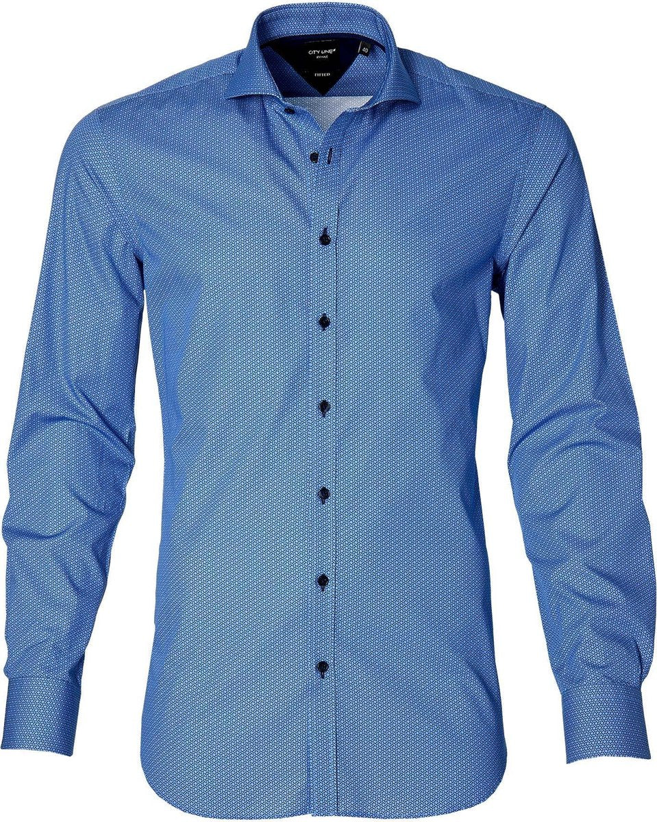 City Line By Nils Overhemd - Bodyfit - Blauw - 43