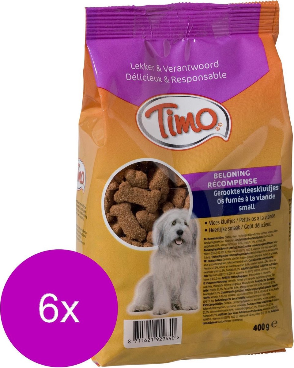 Timo Koekjes Gerookte Vleeskluifjes - Hondensnacks - 6 x 700 g