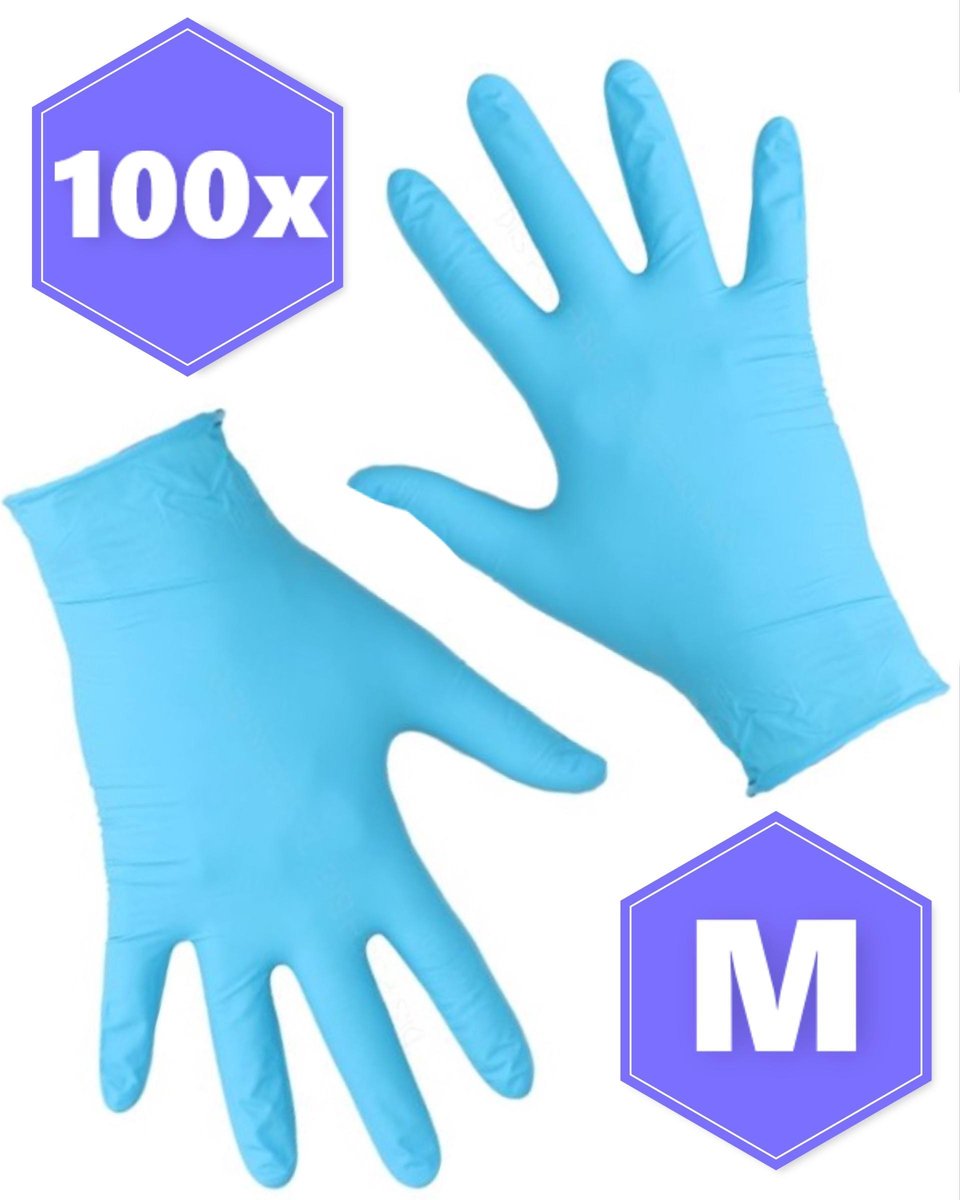 Nitril handschoen - Medische Handschoenen - Wegwerp handschoentjes - 100% latexvrij - Poedervrij pearl - 100 stuks -  maat M (Medium)