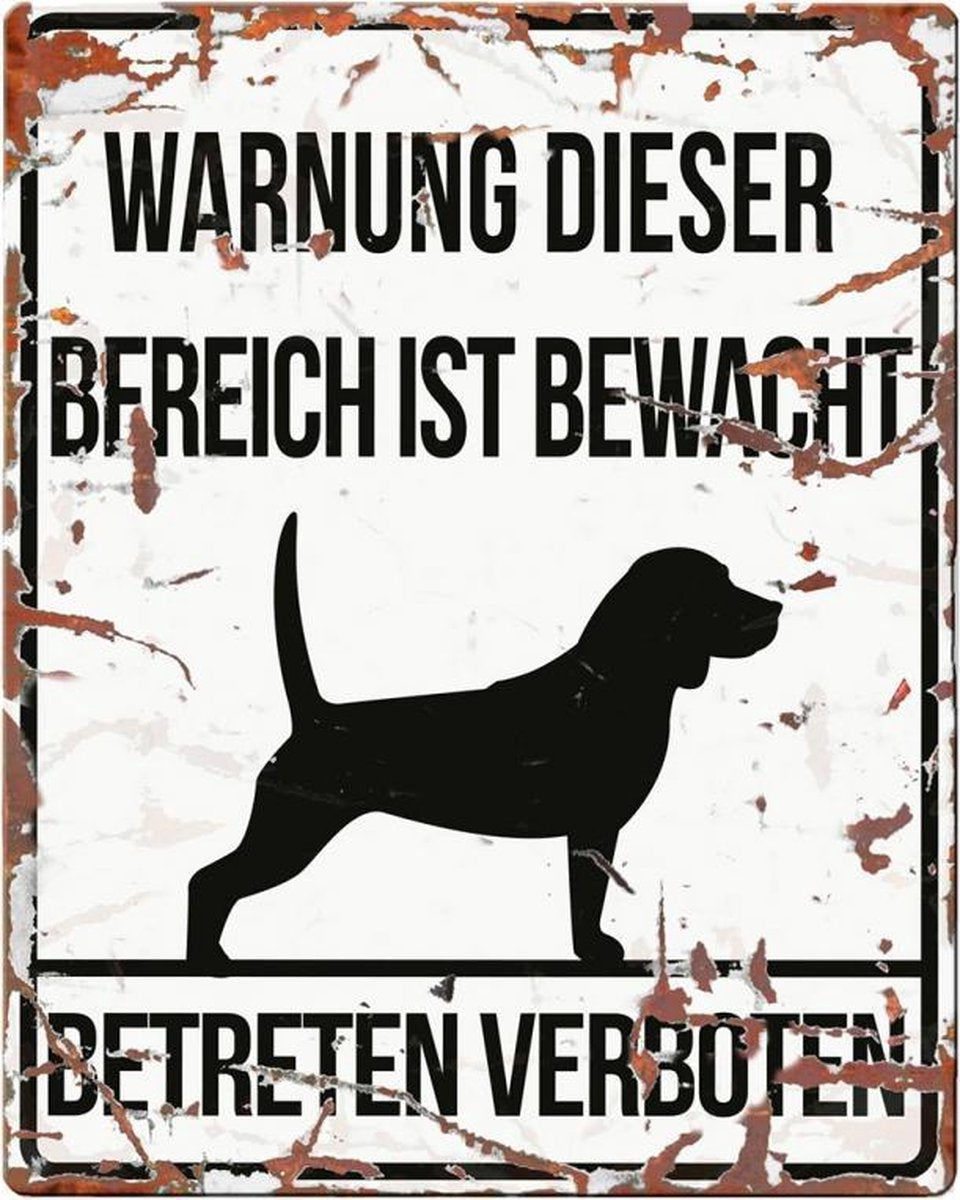 D&D Waakbord / Warning sign square beagle de Wit 20x25cm