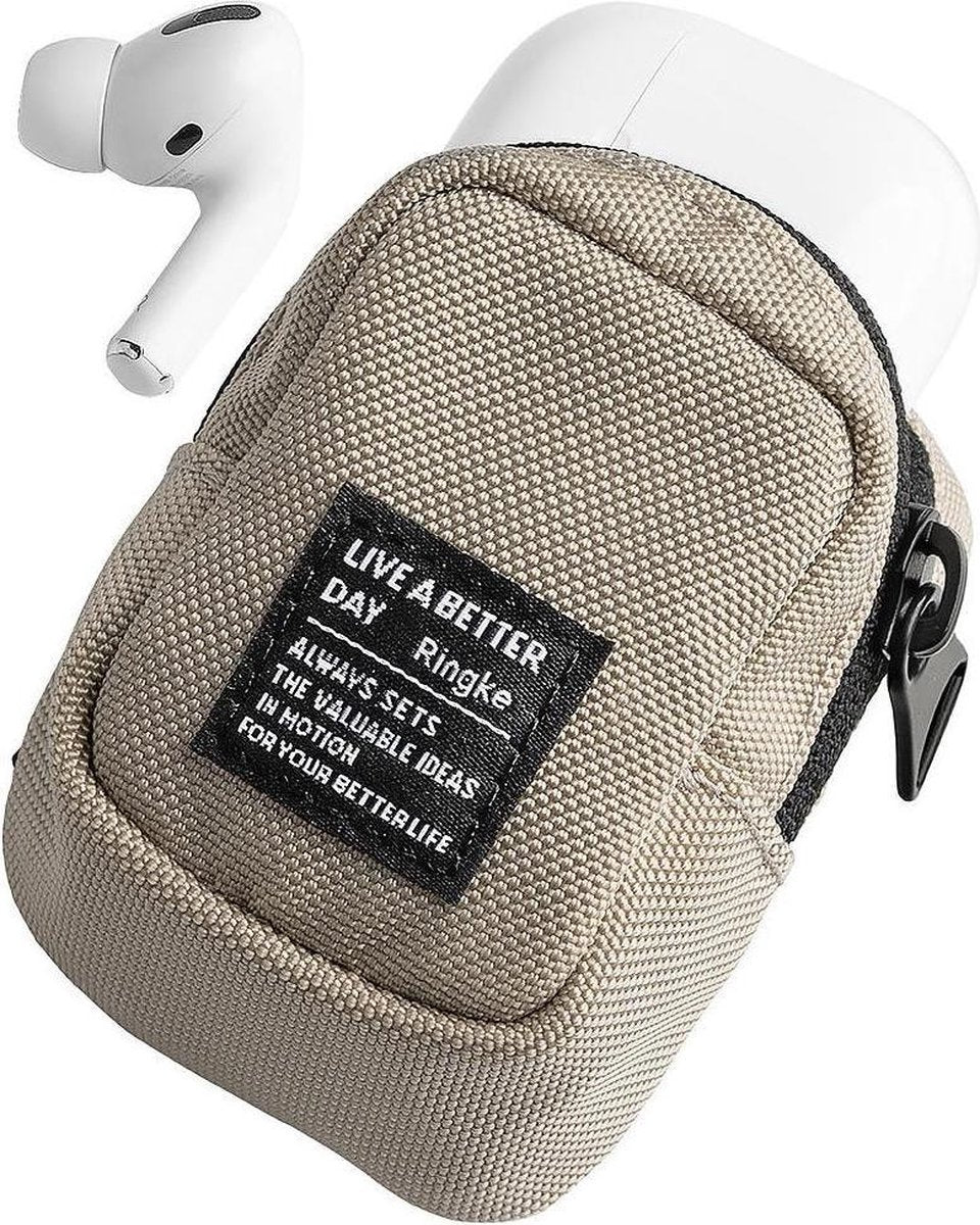 Ringke Mini Pouch Rugzak AirPods en Airpods Pro Insteek Hoesje Beige