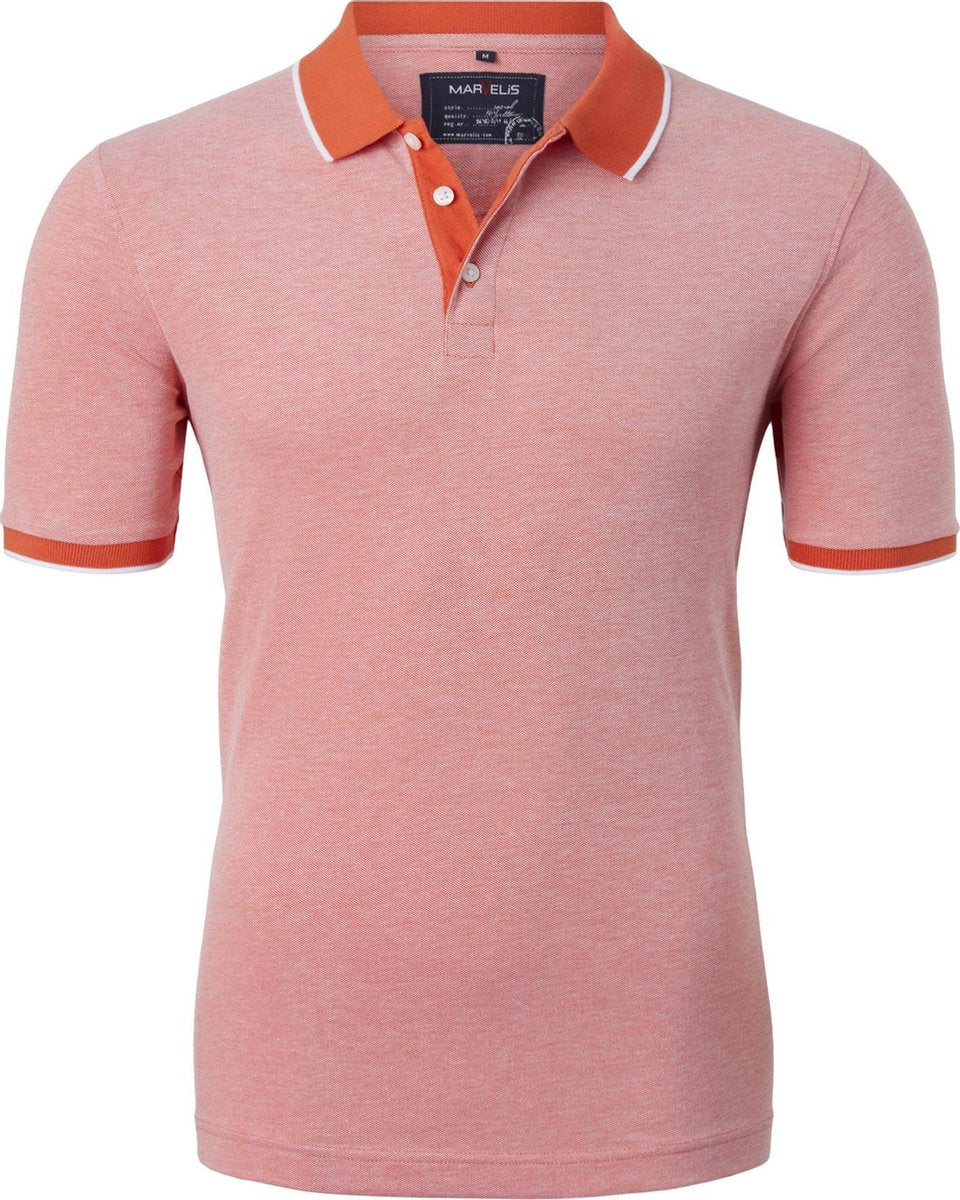 Marvelis Modern Fit poloshirt - oranje melange -  Maat: S