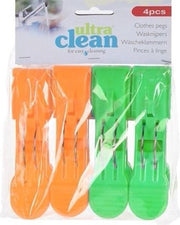 4x Oranje en groene handdoek knijpers 13cm