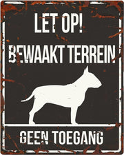 D&D Waakbord / Warning sign square bull terrier n Zwart 20x25cm