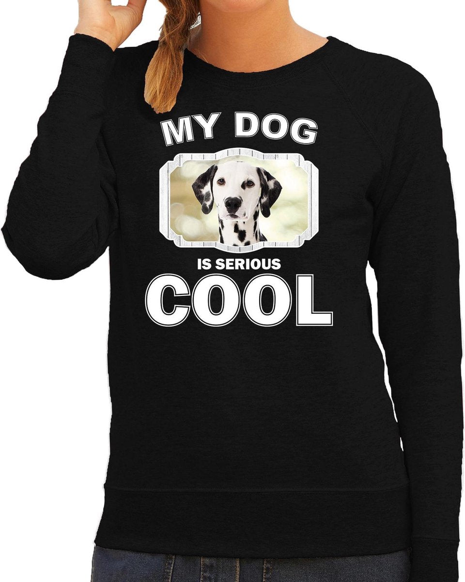 Dalmatier honden trui / sweater my dog is serious cool zwart - dames - Dalmatiers liefhebber cadeau sweaters XL