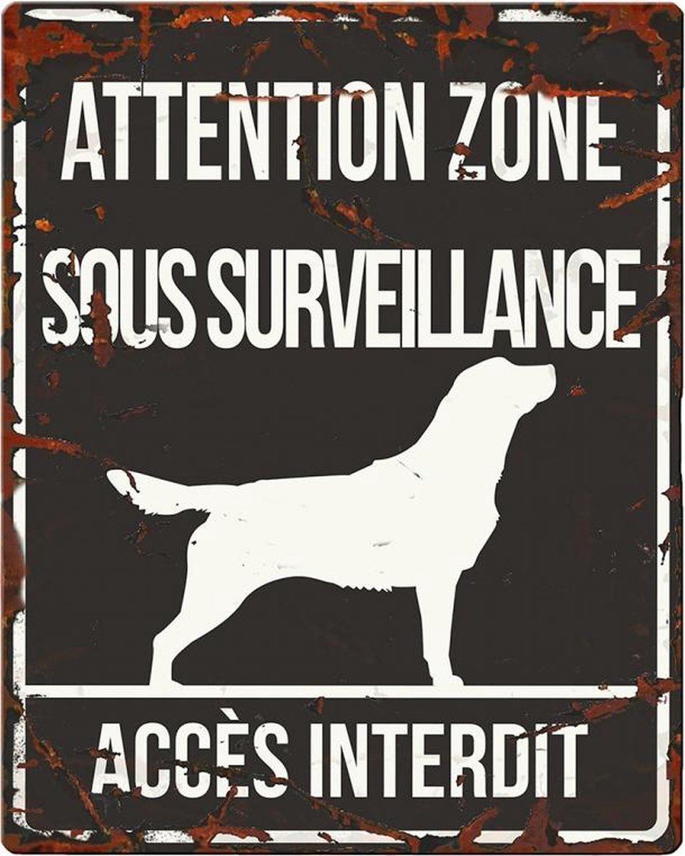 D&D Waakbord / Warning sign square retriever f Zwart 20x25cm
