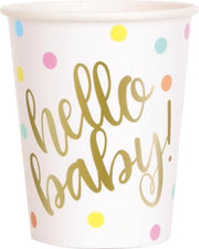 Bekers Hello Baby 25 Cl Karton Wit/goud 8 Stuks