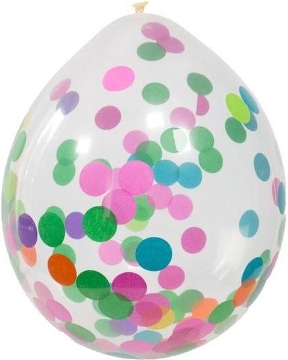 4x Transparante ballonnen gekleurde confetti 30 cm - verjaardag ballonnen versieringen