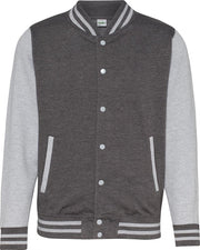 Awdis Unisex Varsity Jacket (Houtskool / Heide Grijs)