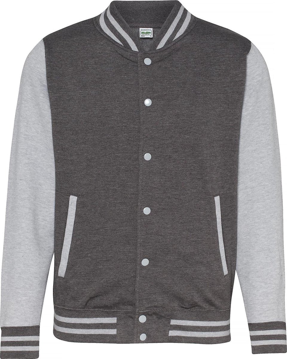 Awdis Unisex Varsity Jacket (Houtskool / Heide Grijs)