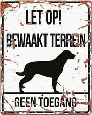 D&D Waakbord / Warning sign square rottweiler n Wit 20x25cm