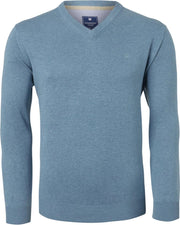Redmond heren trui katoen - V-hals - grijs-blauw -  Maat XL