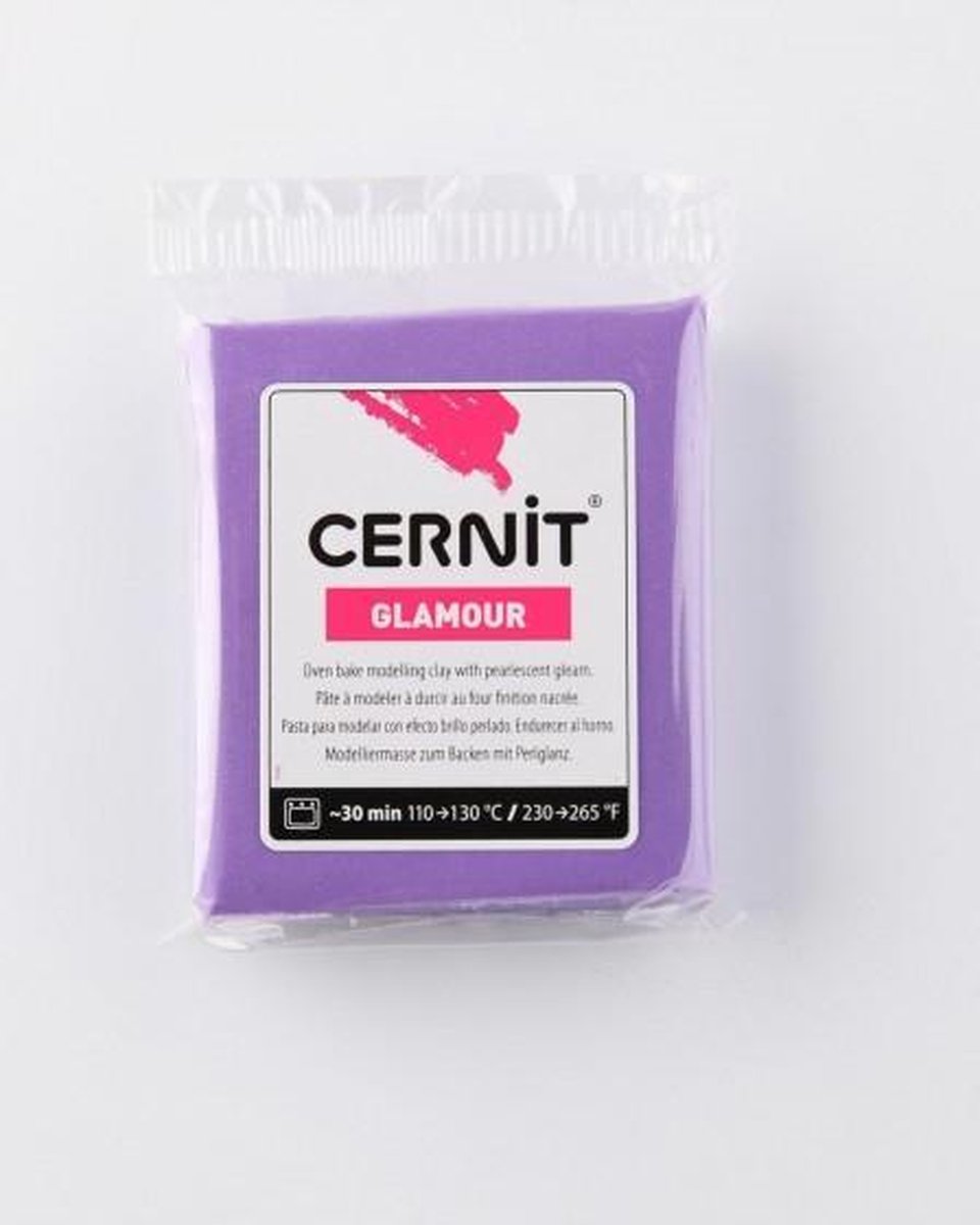Boetseerklei paars - Cernit Glamour 56g violet - 6 stuk