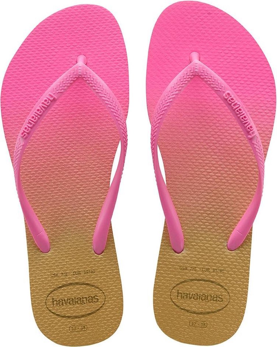 Havaianas Slim Dames Slippers - White/Fluorescent Pink Flux - Maat 41/42