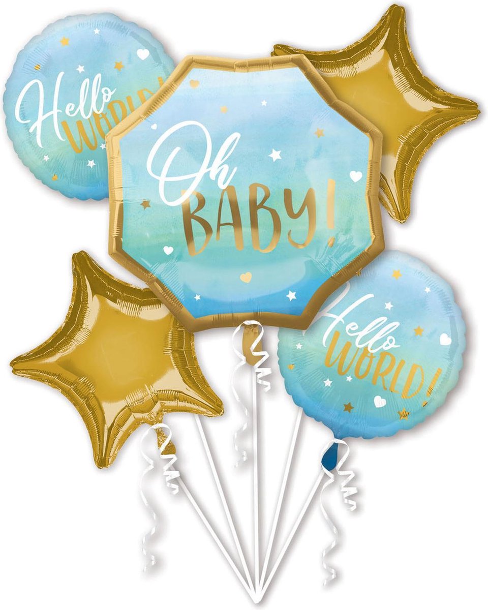 Bouquet Blue Baby Boy Foil Balloon P75 Packaged