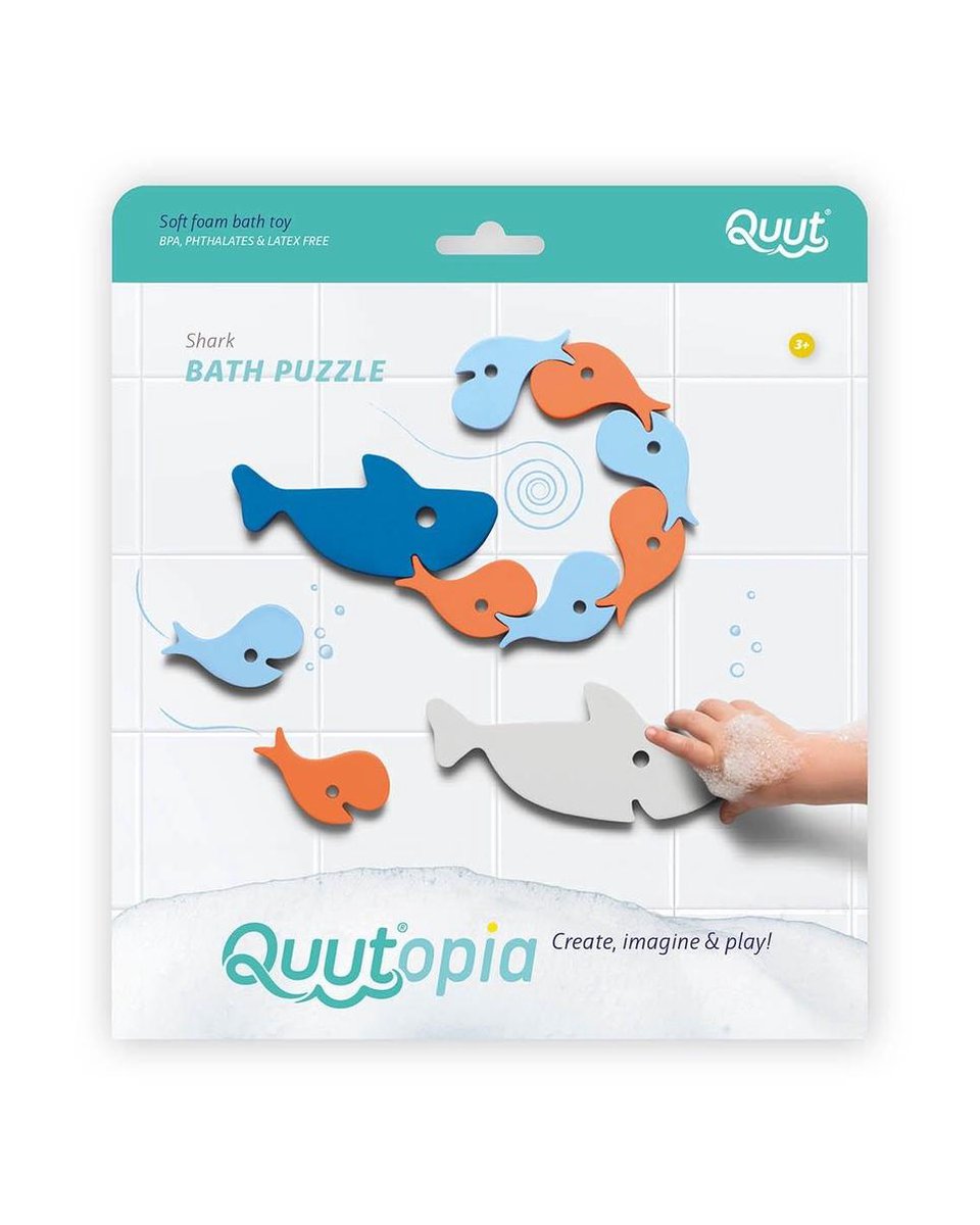 Quutopia Foam Badspeelgoed Badpuzzel Shark Haai Vissen - Cadeau Baby Jongen Meisje 1 jaar | 2 jaar | 3 jaar | 4 jaar Blauw